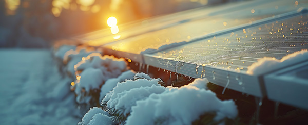 Panneau dans des conditions hivernal avec de la glace et de la neige avec un levé de soleil en arrière fond